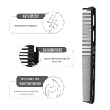 Janeke Professional Carbon Anti-Static Comb (Pack of 6)