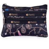 LeSportsac 3 Zip Cosmetic Soft  Tassel Dazzle Pouch
