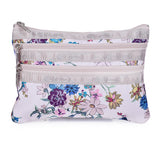 LeSportsac 3 Zip Cosmetic Soft  Endless Fields Pink Pouch