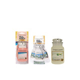Yankee Candle Car Jar Air Freshener - Pack of 3 - Fluffy Towels, Pink Sands, and Clean Cotton