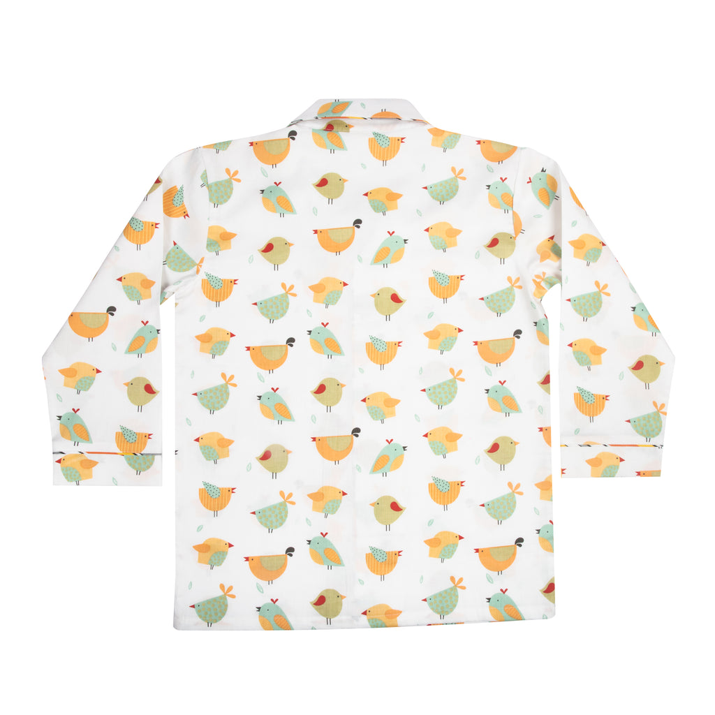 CASA DE NEENEE Bird Cotton Notched Pyjama Set, 1-2 Yrs
