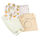 CASA DE NEENEE Bird Cotton Notched Pyjama Set, 1-2 Yrs