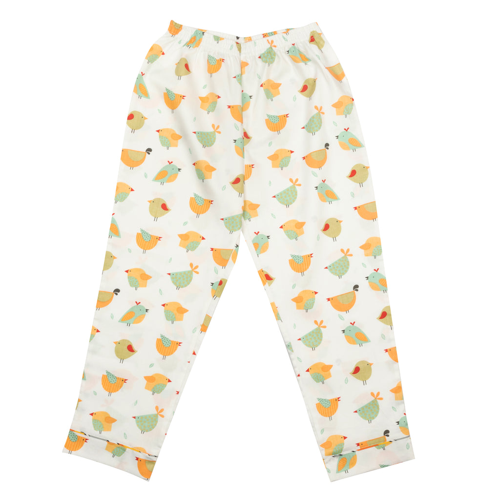 CASA DE NEENEE Bird Cotton Manderine Pyjama Set, 5-6 Yrs