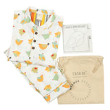 CASA DE NEENEE Bird Cotton Manderine Pyjama Set, 5-6 Yrs