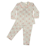 CASA DE NEENEE Butterfly Grey Cotton Peter Pan Collar Pyjama Set, 3-4 Yrs