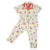 CASA DE NEENEE Circus Cotton Double Notched Collar Pyjama Set, 5-6 Yrs