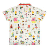 CASA DE NEENEE Circus Cotton Double Notched Collar Pyjama Set, 5-6 Yrs