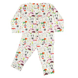 CASA DE NEENEE Dog Off White Cotton V-neck Pyjama Set, 1-2 Yrs