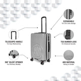 DKNY Token Hs Hard Large Silver Luggage Trolley