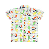 CASA DE NEENEE Dino Grey Cotton Notched Half sleeves Pyjama Set, 1-2 Yrs