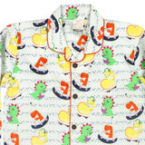 CASA DE NEENEE Dino Grey Cotton Notched Half sleeves Pyjama Set, 3-4 Yrs
