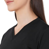 CASA DE NEENEE V-neck Black Half Sleeves T-shirt with Donut Yellow printed Pyjama Set, M