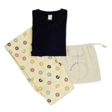 CASA DE NEENEE V-neck Black Half Sleeves T-shirt with Donut Yellow printed Pyjama Set, M