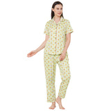 CASA DE NEENEE Elephant Light Green cotton notched Pyjama Set, L