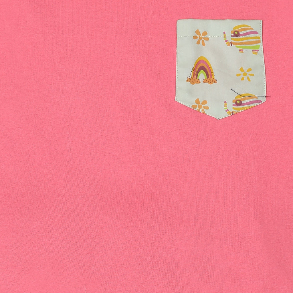 CASA DE NEENEE Elephant Dark Pink round neck half sleeves shorts set, 4-5Yrs
