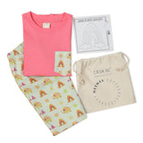 CASA DE NEENEE Elephant Dark Pink round neck half sleeves shorts set, 6-8 Yrs