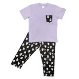 CASA DE NEENEE Ghost Lilac Round Neck Pyjama Set, 1-2 Yrs