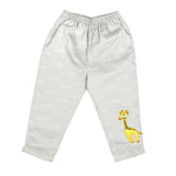 CASA DE NEENEE Giraffe  Grey Cotton Notched Pyjama Set, 1-2 Yrs