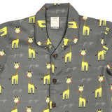 CASA DE NEENEE Giraffe Charcoal  Grey Cotton Notched Half sleeves  Pyjama Set, 1-2 Yrs