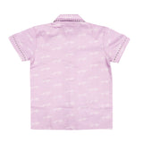 CASA DE NEENEE Giraffe  Purple Cotton Notched Half sleeves Pyjama Set, 6-8 Yrs
