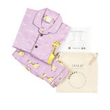 CASA DE NEENEE Giraffe  Purple Cotton Notched Half sleeves Pyjama Set, 6-8 Yrs