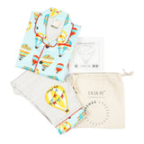 CASA DE NEENEE Hotair Skyblue Cotton Notched Pyjama Set, 6-8 Yrs