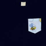 CASA DE NEENEE Honeybee Navy Blue round neck half sleeves shorts set, 5-6 Yrs