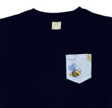 CASA DE NEENEE Honeybee Navy Blue round neck half sleeves shorts set, 6-8 Yrs