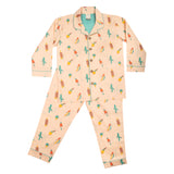 CASA DE NEENEE Icecream Cotton Notched Full sleeves Pyjama Set, 8-10 Yrs