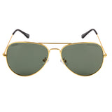 Equal Aviator Sunglasses with Green Lens for Unisex