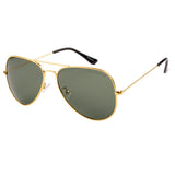 Equal Aviator Sunglasses with Green Lens for Unisex