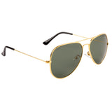 Equal Aviator Sunglasses with Green Lens for Unisex