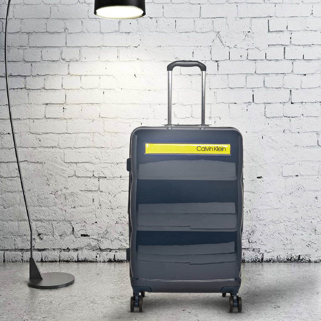 Calvin Klein Down To Fly Hard Body Medium Navy/Yellow Luggage Trolley