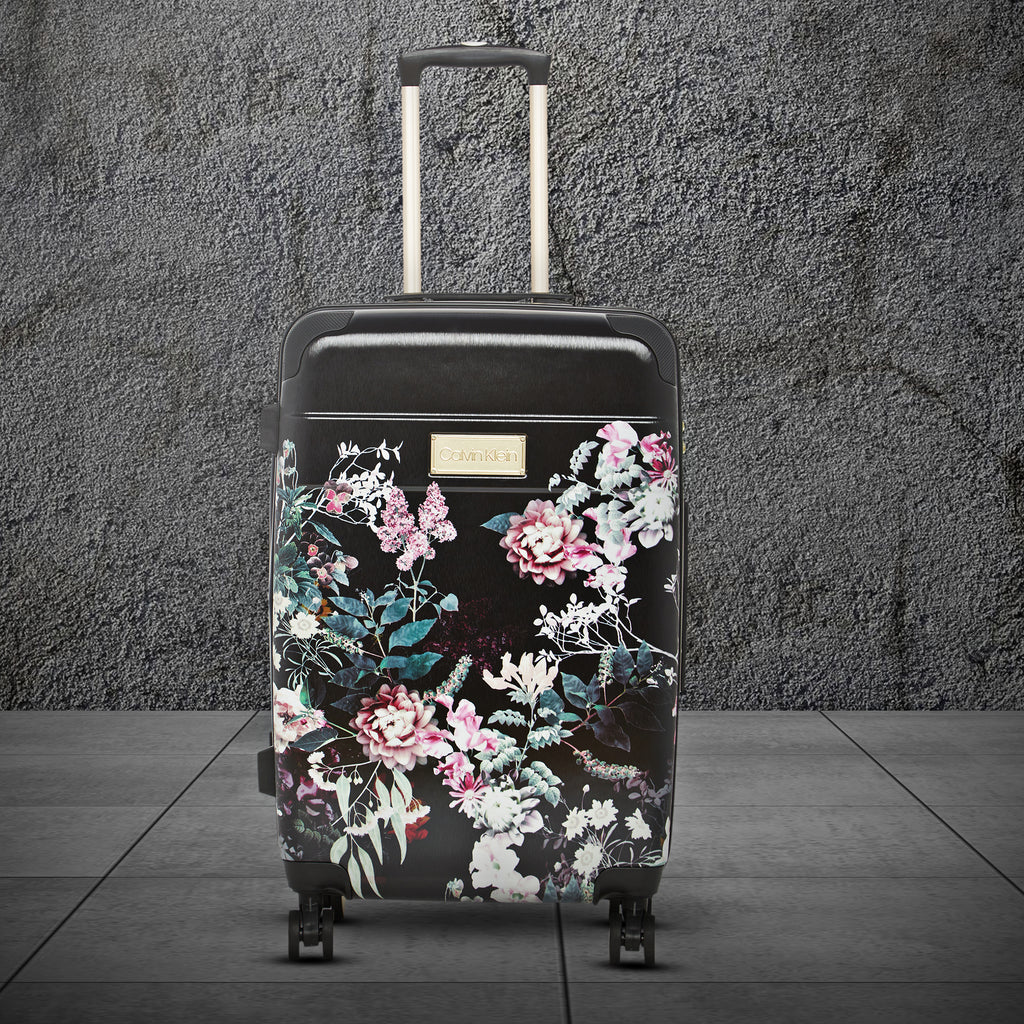 Calvin Klein Mille Hs Hard Medium Black Floral Luggage Trolley