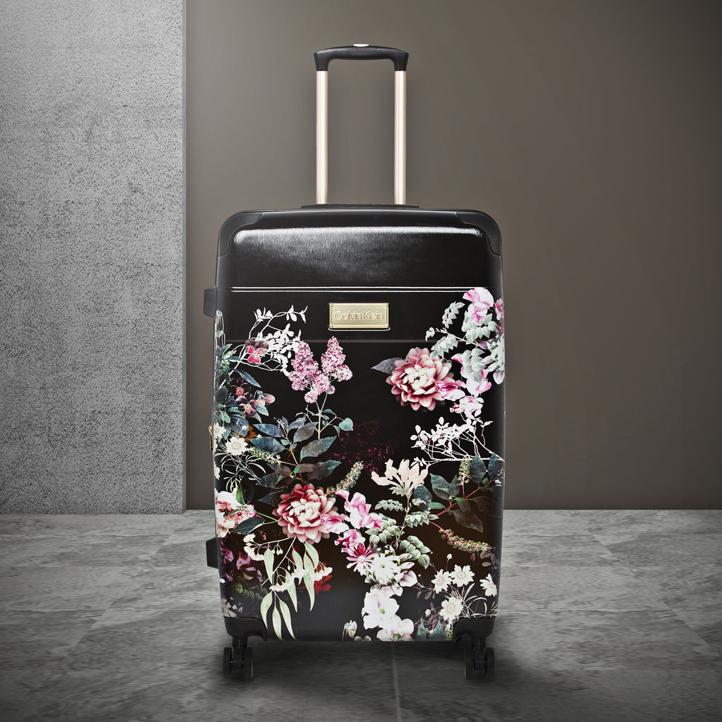 Calvin Klein Mille Hs Hard Large Black Floral Luggage Trolley