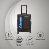 Calvin Klein Sky Shadow Soft Body Cabin Black Luggage Trolley