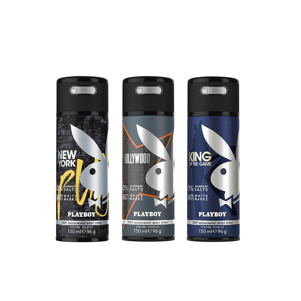 Playboy King + New York + Hollywood Deo New Combo Set - Pack of 3 Mens