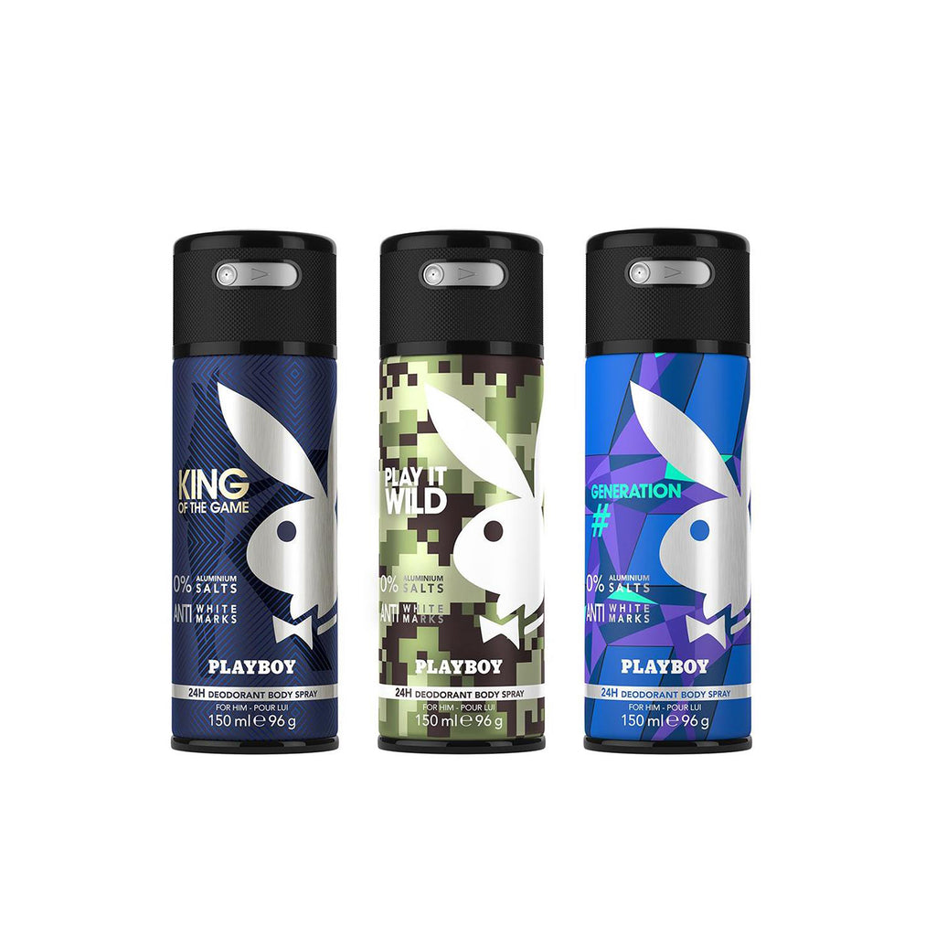 Playboy King + Generation + Wild Deo New Combo Set - Pack of 3 Mens
