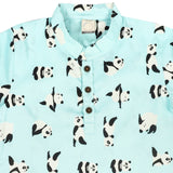 CASA DE NEENEE Panda Blue Cotton Manderine  Pyjama Set, 3-4 Yrs