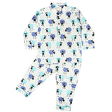 CASA DE NEENEE Sheep Blue Cotton Manderine  Pyjama Set, 3-4 Yrs