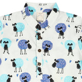 CASA DE NEENEE Sheep Blue Cotton Manderine  Pyjama Set, 3-4 Yrs