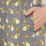 CASA DE NEENEE V-neck Yellow Half Sleeves T-shirt with Starfish Grey printed Pyjama Set, XL