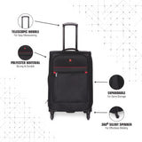 SWISSBRAND Barcelona Soft Large Black Luggage Trolley