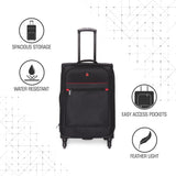 SWISSBRAND Barcelona Soft Large Black Luggage Trolley