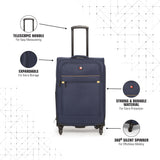 SWISSBRAND Barcelona Soft Body Medium Navy Luggage Trolley