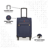SWISSBRAND Barcelona Soft Body Cabin Navy Luggage Trolley