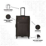 SWISSBRAND Hamilton Soft Body Large Black Luggage Trolley